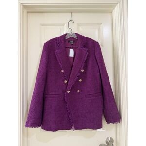 dennis basso women purple wool blend blazer size 14